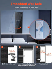 Wall - Mounted Safe with code & backup key,Cold - Rolled Steel Construction, LED Lighting, Adjustable Shelves & Key Holders for Valuables, Black - Southeastern Safes