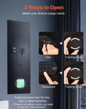 Wall - Mounted Safe with code & backup key,Cold - Rolled Steel Construction, LED Lighting, Adjustable Shelves & Key Holders for Valuables, Black - Southeastern Safes