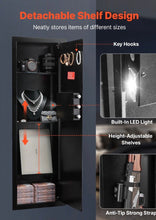 Wall - Mounted Safe with code & backup key,Cold - Rolled Steel Construction, LED Lighting, Adjustable Shelves & Key Holders for Valuables, Black - Southeastern Safes