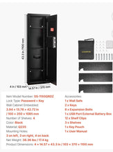 Wall - Mounted Safe with code & backup key,Cold - Rolled Steel Construction, LED Lighting, Adjustable Shelves & Key Holders for Valuables, Black - Southeastern Safes