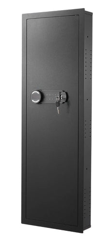 Wall - Mounted Safe with code & backup key,Cold - Rolled Steel Construction, LED Lighting, Adjustable Shelves & Key Holders for Valuables, Black - Southeastern Safes