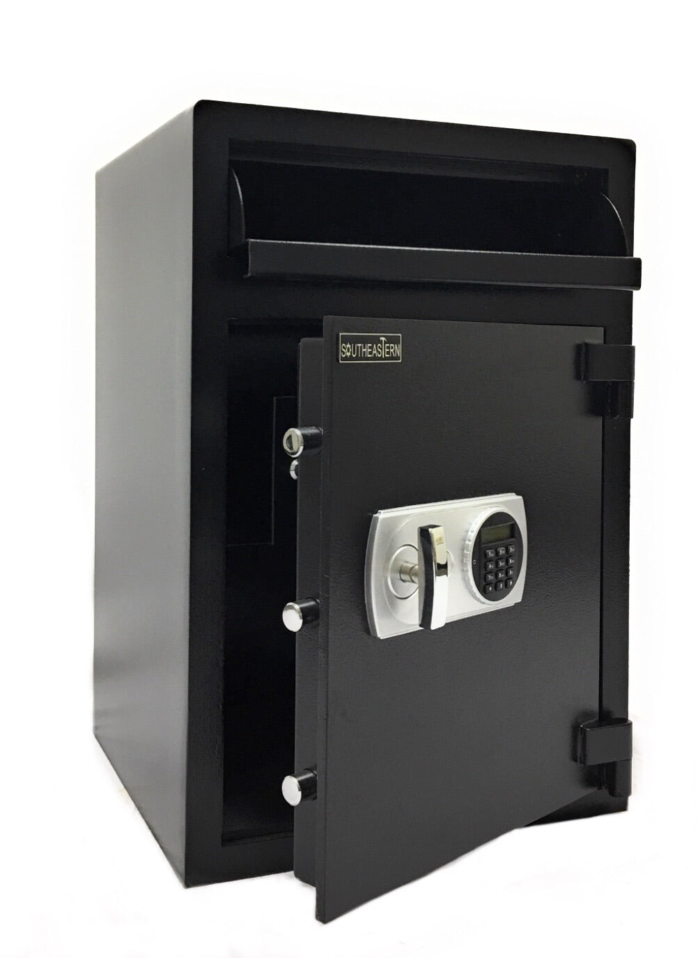 SOUTHEASTERN Drop safe with Quick digital lock including override keys and keyed inside compartment